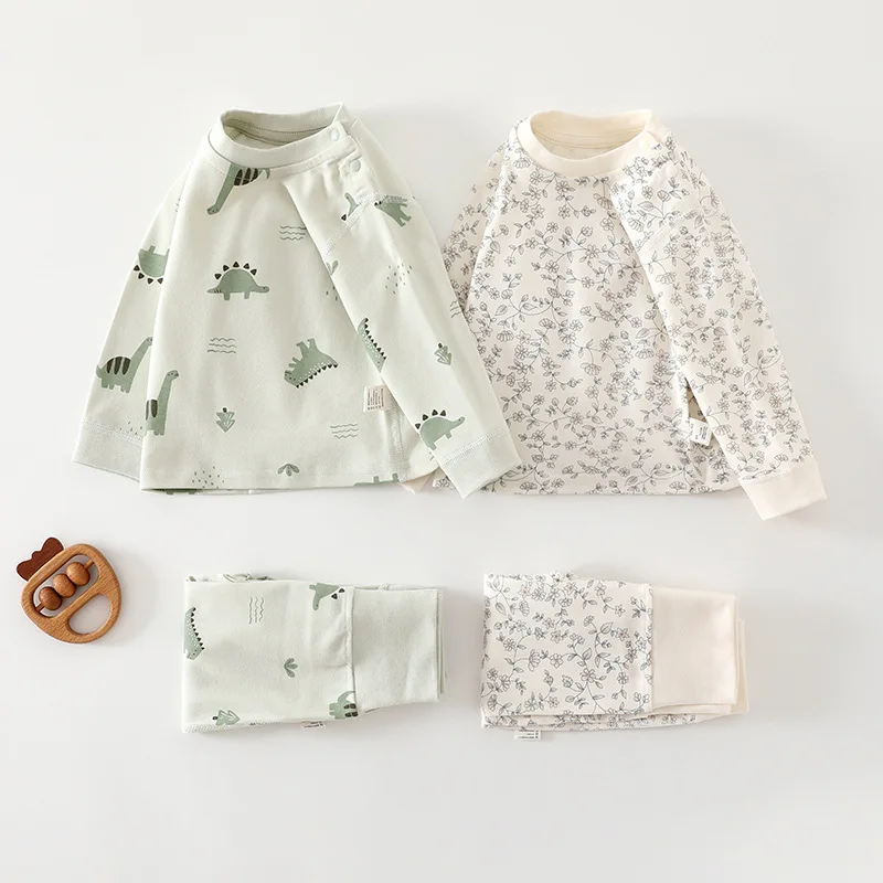 Somenie Pure Cotton Kids Separate Loungewear Set High Waist Belly Protection Long Johns Spring Autumn Baby Inner Outfit Unisex