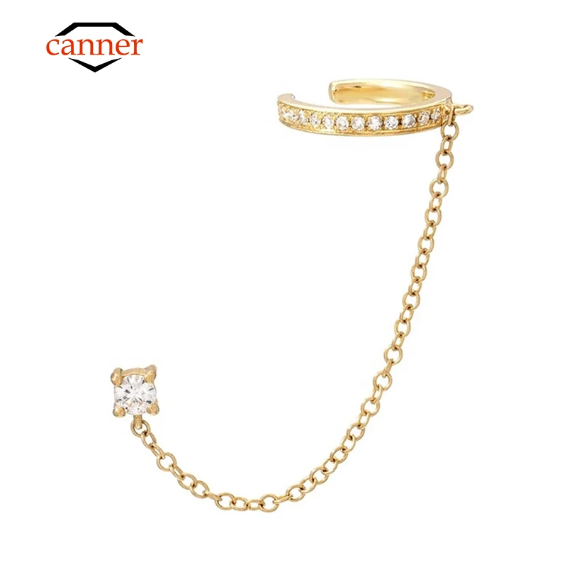 CANNER 925 Sterling Silver Ear Cuff Earrings Tassel Piercing Stud Earring Simple Chain Clip Earrings Trendy Women Jewelry 1pc