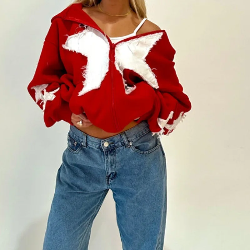 Giacca corta ampia in jersey da baseball Commercio estero Primavera Autunno Lettera Ricamo Giacca a maniche lunghe con giunture di colore a contrasto