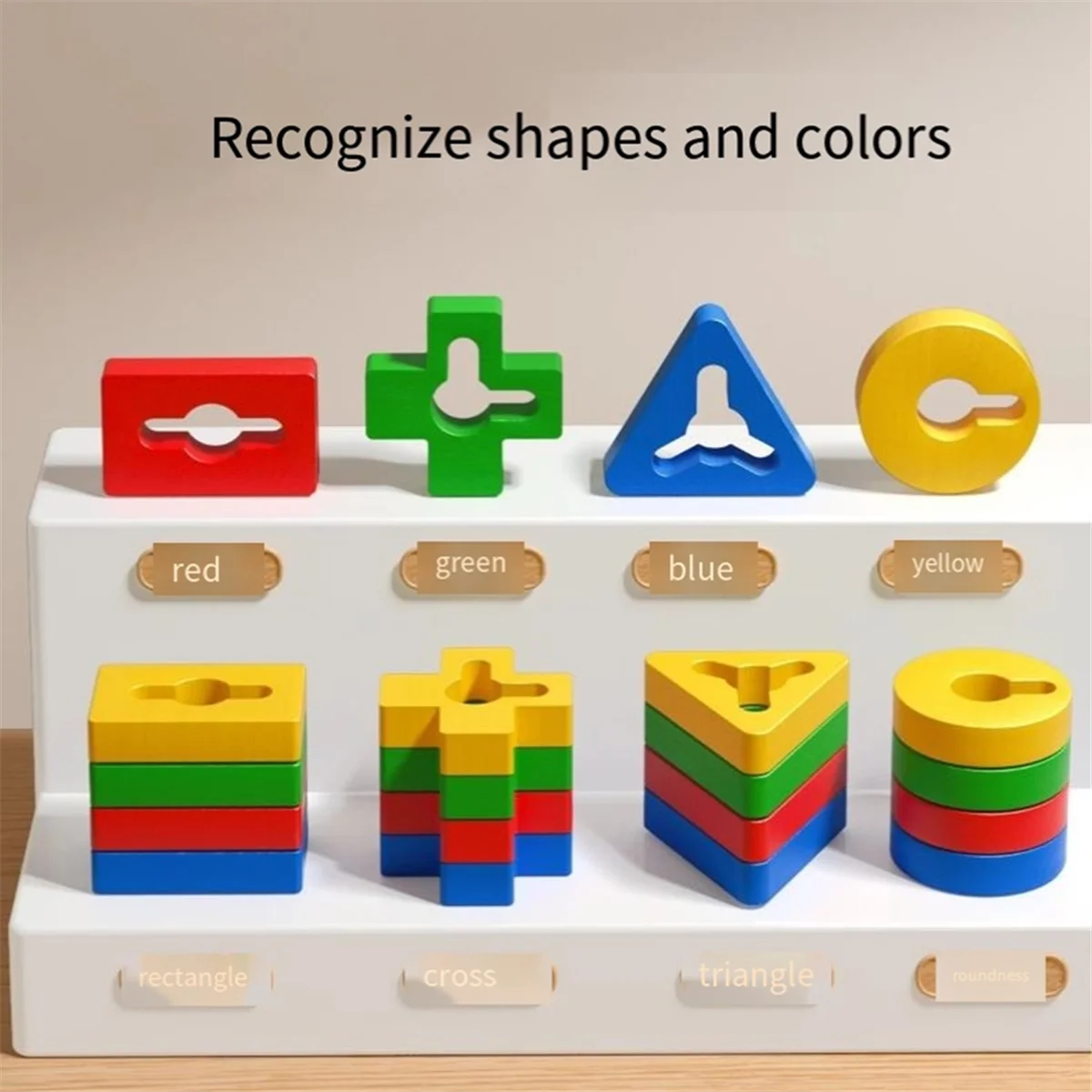 A72Z – jouets à colonne géométrique, blocs de construction de formes assorties, outils pédagogiques éducatifs et d'éveil pour la petite enfance A