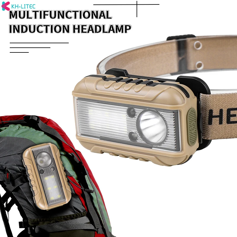 Led new sensor headlamp USB rechargeable strong light waving induction waterproof fishing headlamp built-in lithium battery head