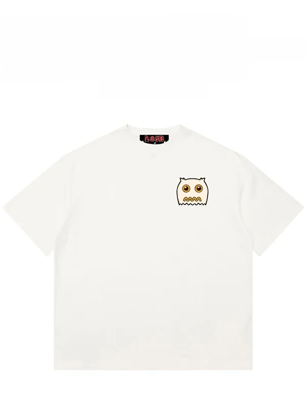Camiseta de Manga Corta de Algodón Puro Losb, Estilo Americano, Versátil, con Estampado de Dibujos Animados de Sonrisas, Tran...