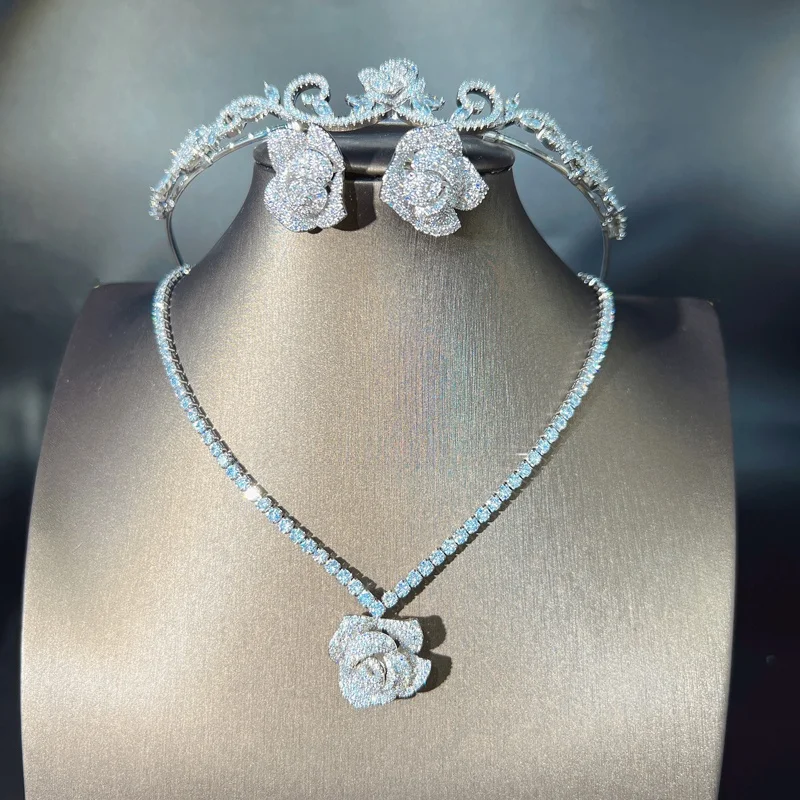 rose-flower-micro-set-zircon-necklace-wedding-dress-party-crown-set-for-women-out-new-fashion-jewelry