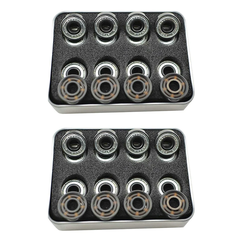 32Pcs BSB 608 ABEC-11 6 Bead Ceramic Skateboard Bearings Roller Skate Bearings Ice Skate Bearings Long Board Bearings