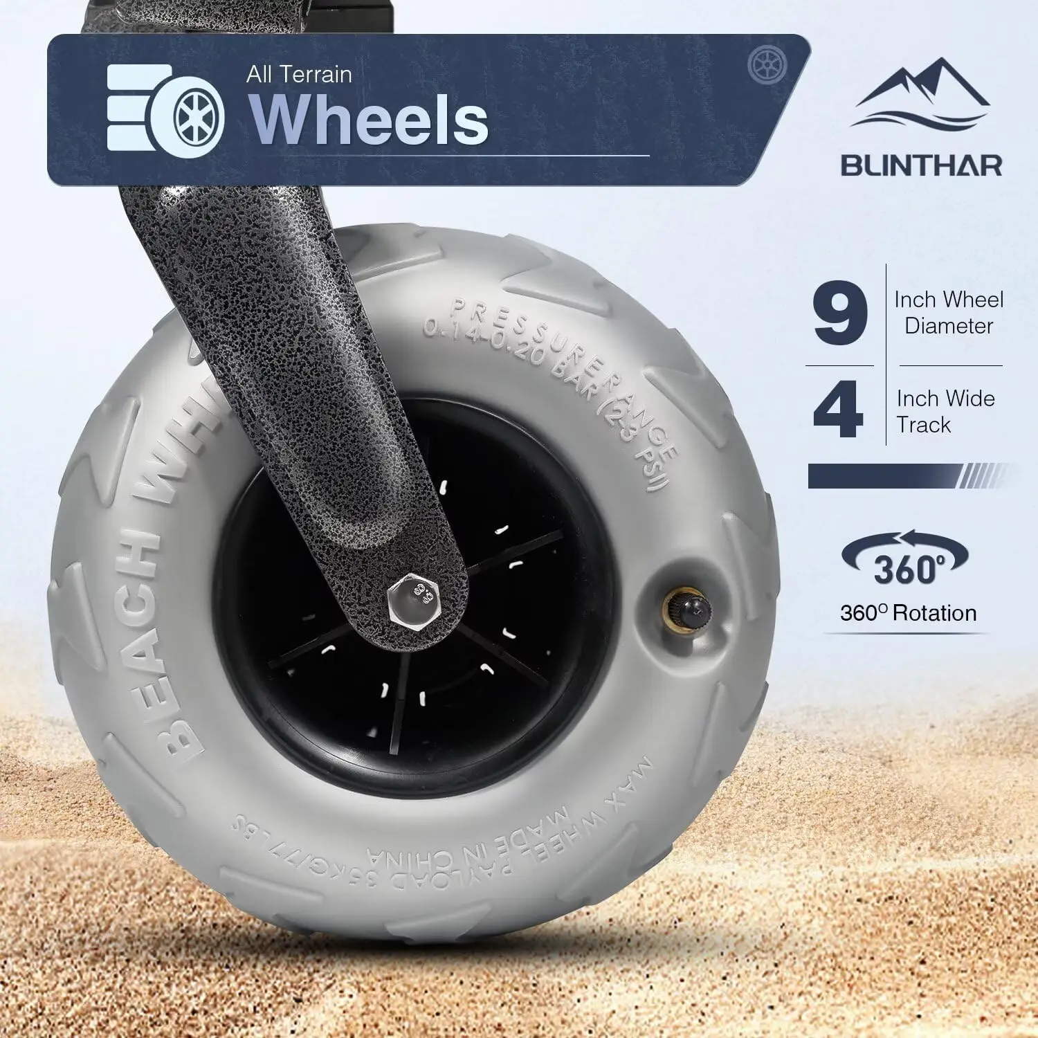 Beach Wagon with Big Wheels for Sand, Heavy Duty Harder Sand Collapsible Folding Wagon with All-Terrain 9