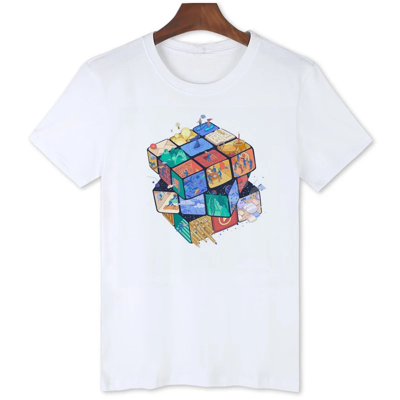 New Personalized Magic Cube T-shirt Original Brand Summer Short Sleeve Clothing Men Casual Tshirt Cool Top Tees B028