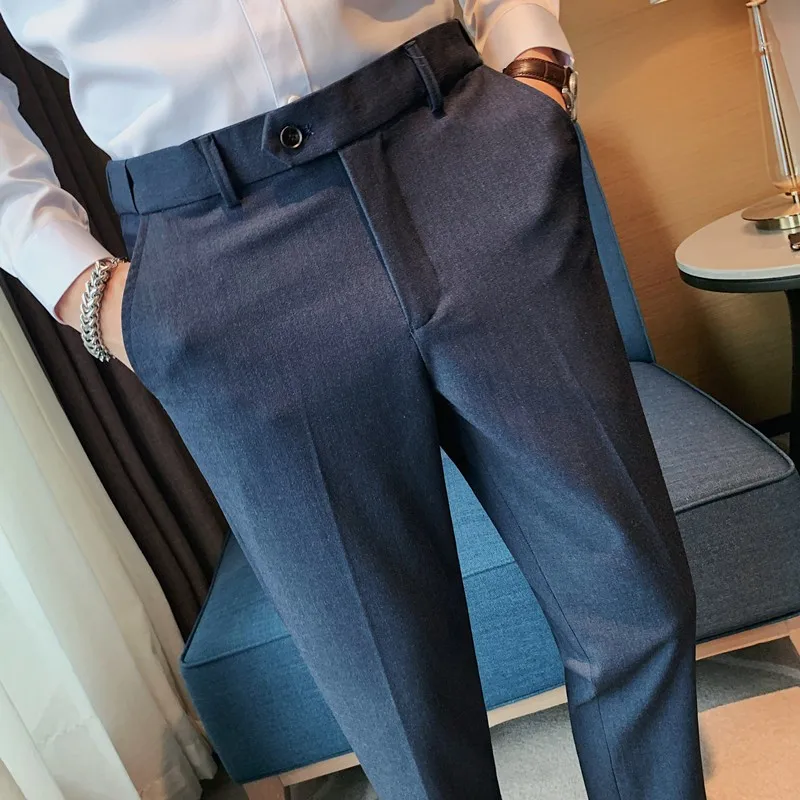 Men Solid Formal Wear Suits Pants Male Wedding Dress Trousers High Quality Men British Style Slim Fit Business Casual Suit Pants