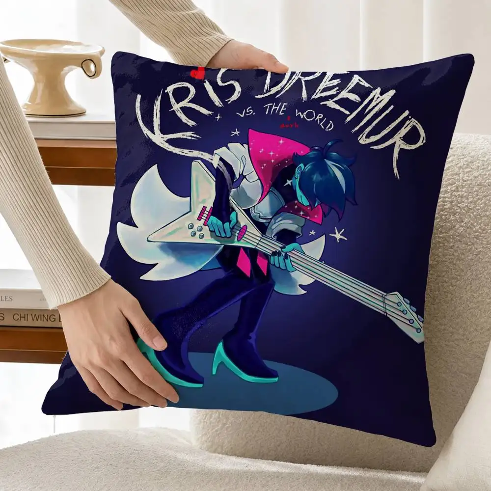 K-Kris D-Deltarune Customizable Square Pillow case Double Sided Print Sofa Bedroom Decor Cushion Cover