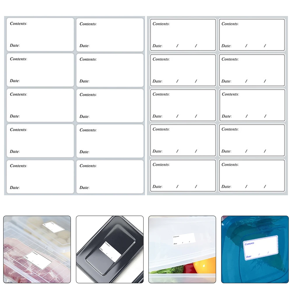 40 Sheets Freezer Food Labels PVC Self Adhesive Stickers for Jars Kitchen Pantry Storage Container Labels Date Stickers