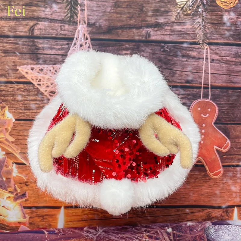 

Pet Christmas Coat Cute Plush Collar Autumn Winter Cat Cloak Christmas Outfit Dog Reindeer Scarf Hat Headwear Cloak Puppy Clothe