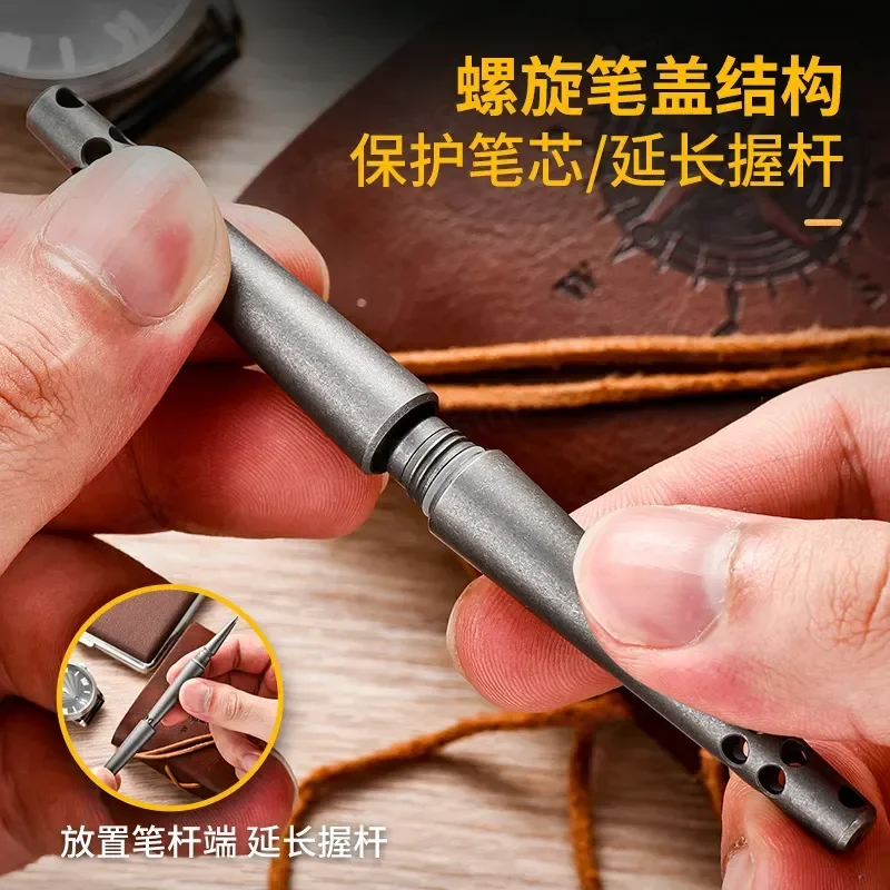 Titanium Alloy Tactical Pen Multi-functional EDC Self Defense Outdoor Survival Tool Anti Wolf Protection Writing Instrument
