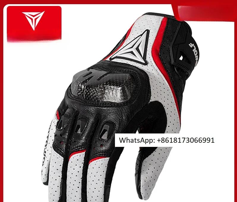 Motorcycle gloves made of carbon fiber for autumn and winter riders, equipped with anti fall and warm all finger protection