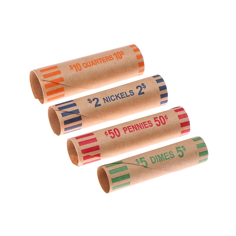 5/10Sets High Quality Kraft Paper Coin Wrapping Tubes Assorted Color-coded Coin Wrappers Preformed Coin Wrappers Rolls