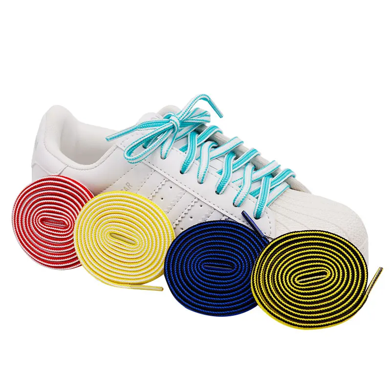 Double Colors Thicken Laces Shoe Athletic String Elasticity Flat Shoelaces White Women Sneaker Lacet Shoe Accessories Cordons