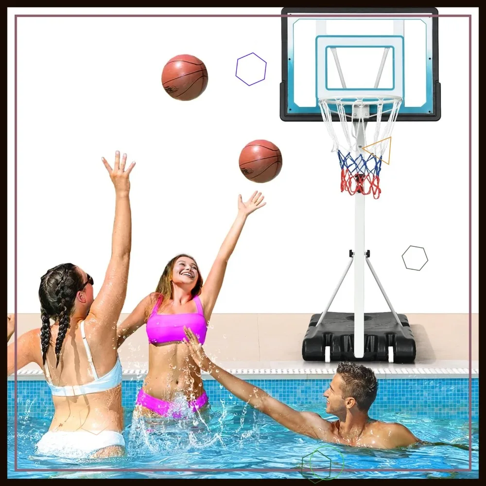 طوق كرة السلة المحمول لحمام السباحة، هدف خارجي بارتفاع قابل للتعديل لألعاب حمام السباحة الممتعة العائلية #1