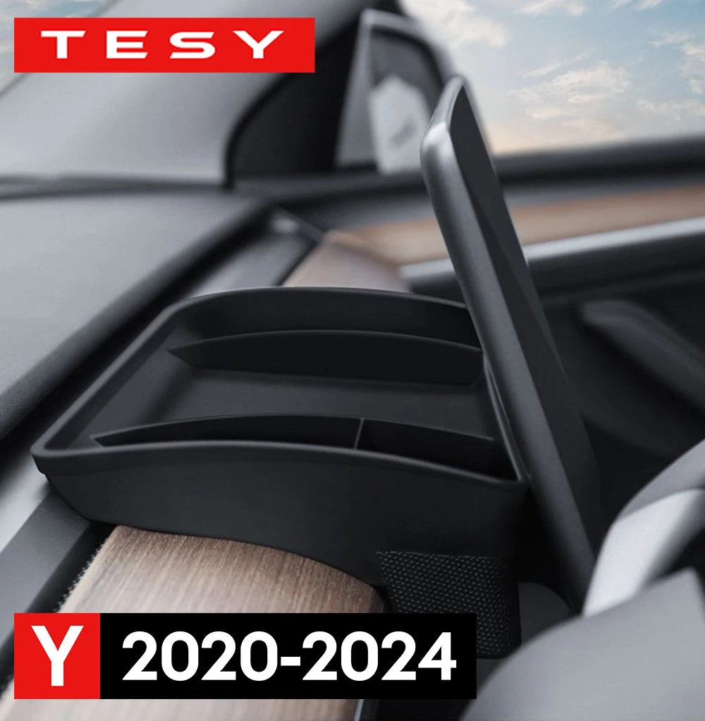 For Tesla Model Y 2020 2021 2022 2023 Upgrade Screen Rear Storage Box Magnetic Hidden Srorage Tray Tissue Box Accessories