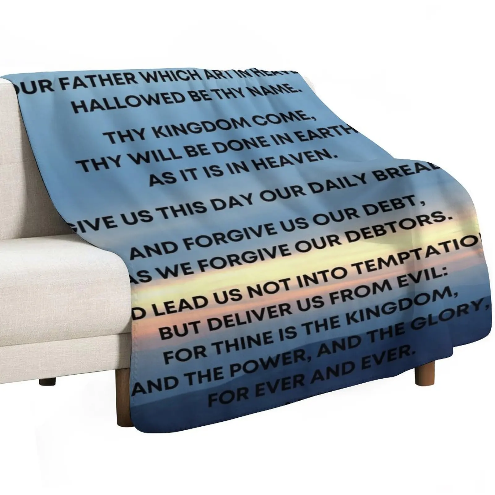 The Lords Prayer KJV - Cloudy Sunset Background Throw Blanket Soft Beds Soft Big Designers for sofa Decoratives Blankets