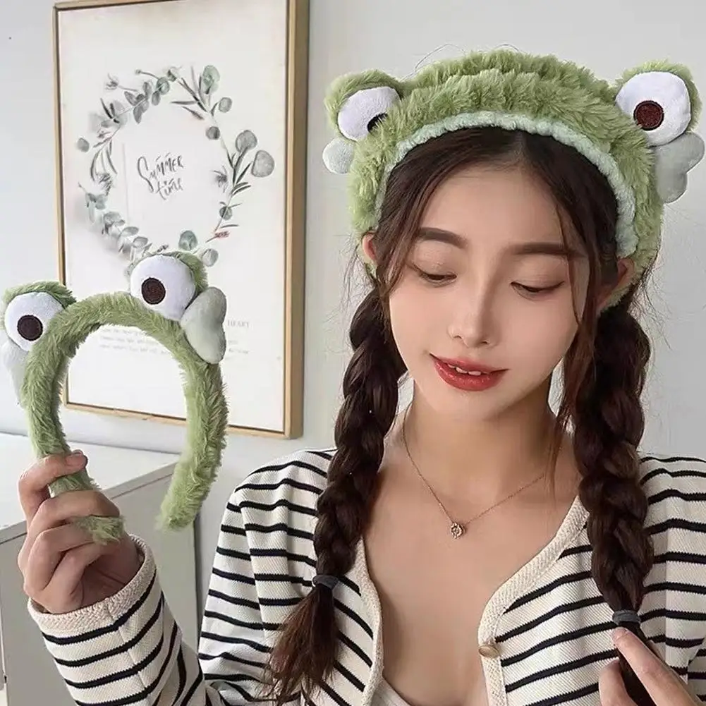 Funny Frog Makeup Headband Wide-brimmed Elastic Hairbands Girls Cute Bands Hair Women Girls Hairband Hair Accessories J4W9