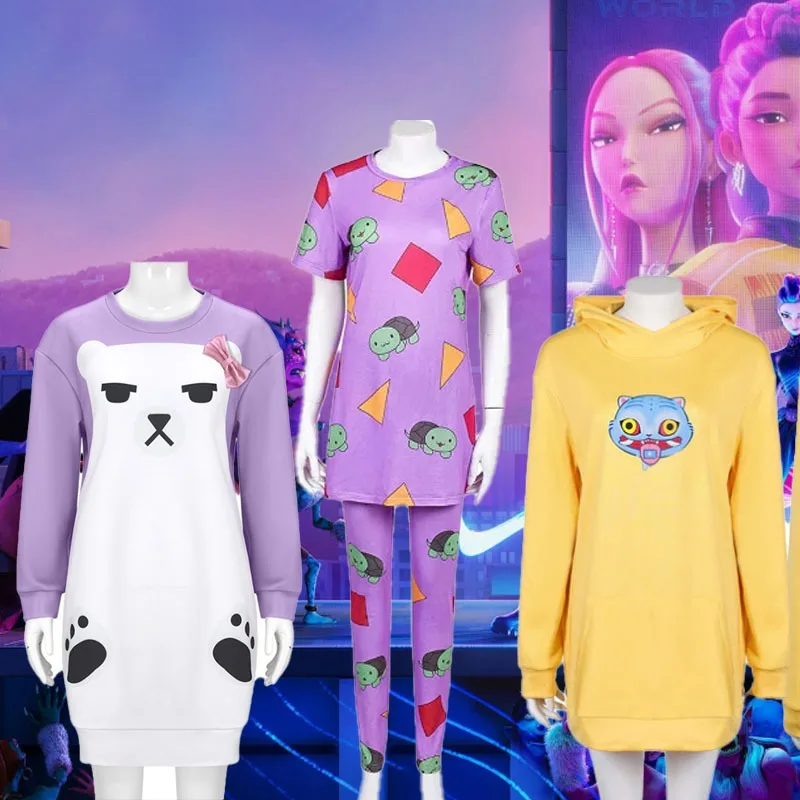 

Kpop Demon Hunters Mira Cosplay Pajamas Movie Anime Zoey Hoodies Sleepwear Halloween Carnival Party Suit for Woman