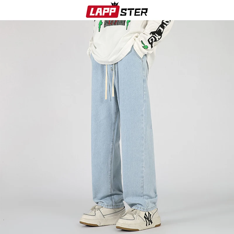 

LAPPSTER Baggy Y2k Streetwear Stacked Jeans Pants 2023 Korean Fashions Chic Jeans Harajuku Hip Hop Black Low Rise Denim Pants