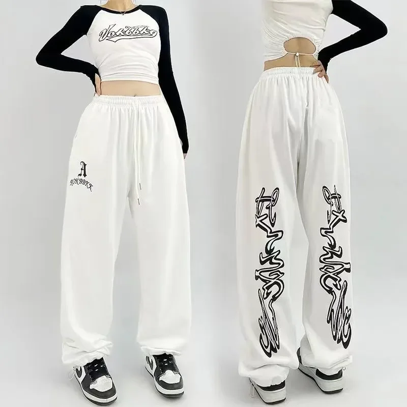 

Spring Summer Hip Hop Gothic Black Jogging Sweatpants Oversize Y2k Korean Grunge Baggy Trousers Harajuku Wide Leg Sports Pants