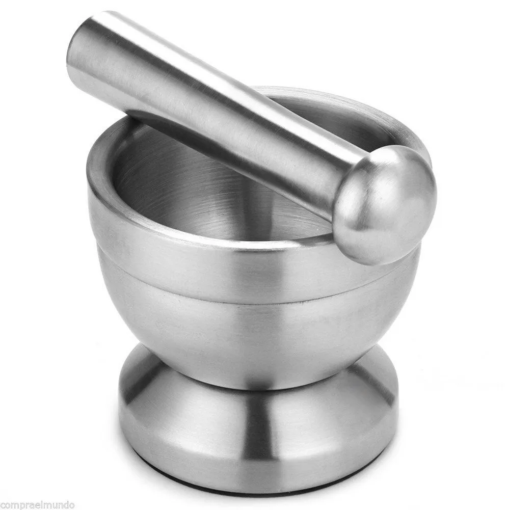 Stainless Steel Mortar Salt And Pestle Pedestal Bowl Garlic Press Pot Herb Mills Pepper Spice Grinder Gadgets for Kitchen Tools