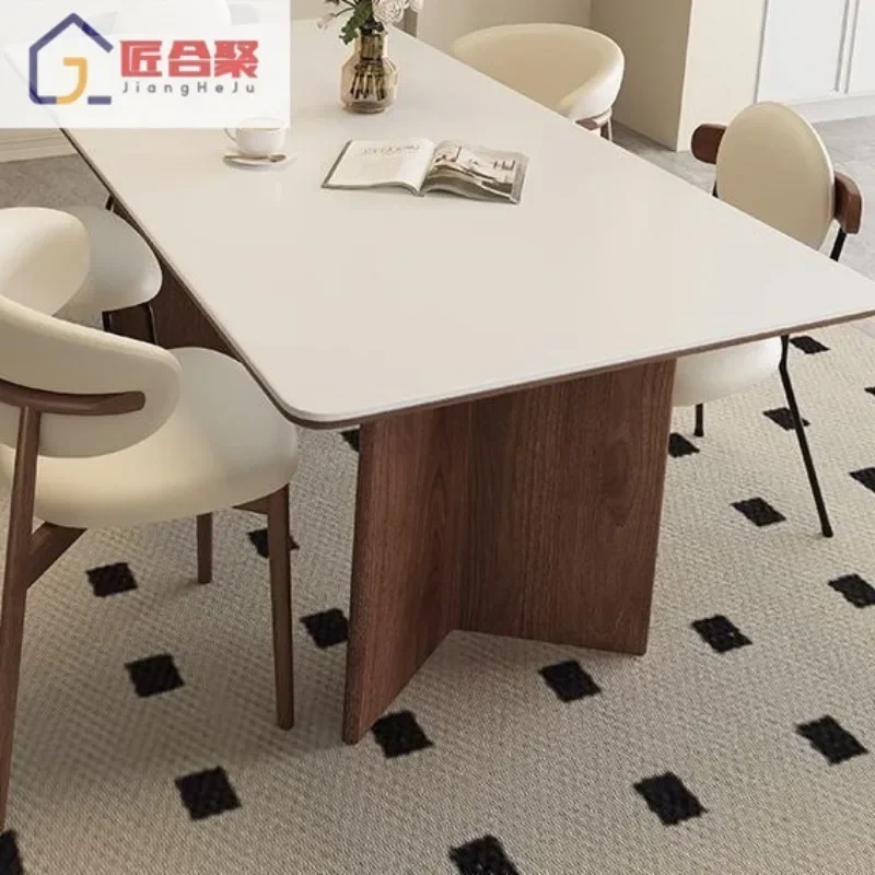 French cream solid wood slate living room American retro home small apartment second-hand dining table