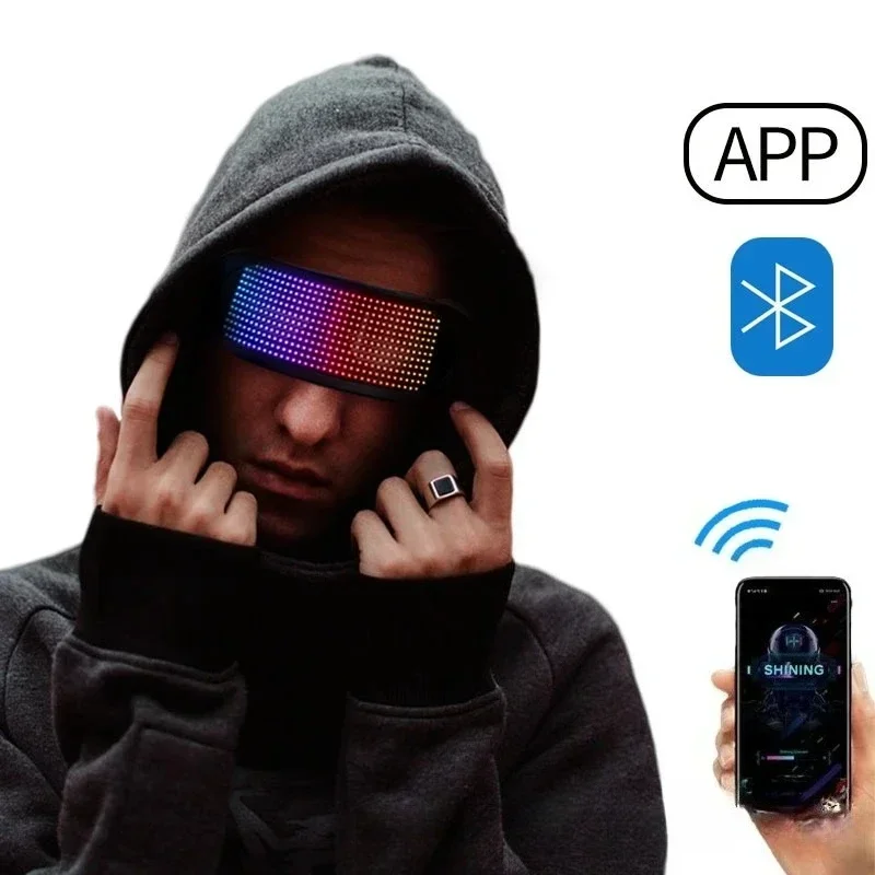 Full color LED dynamic glasses, blinds APP Bluetooth luminous glasses