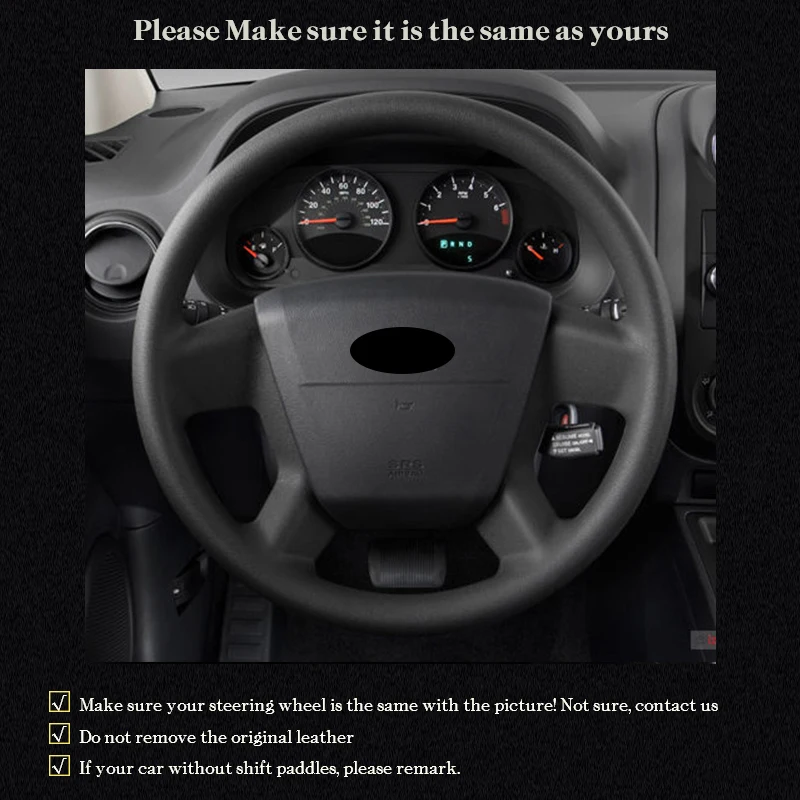 Custom Auto Braid On The Steering Wheel Cover for Jeep Compass 2006-2010 Old Patriot 2007-2010 Car Wheel Covers Car-styling
