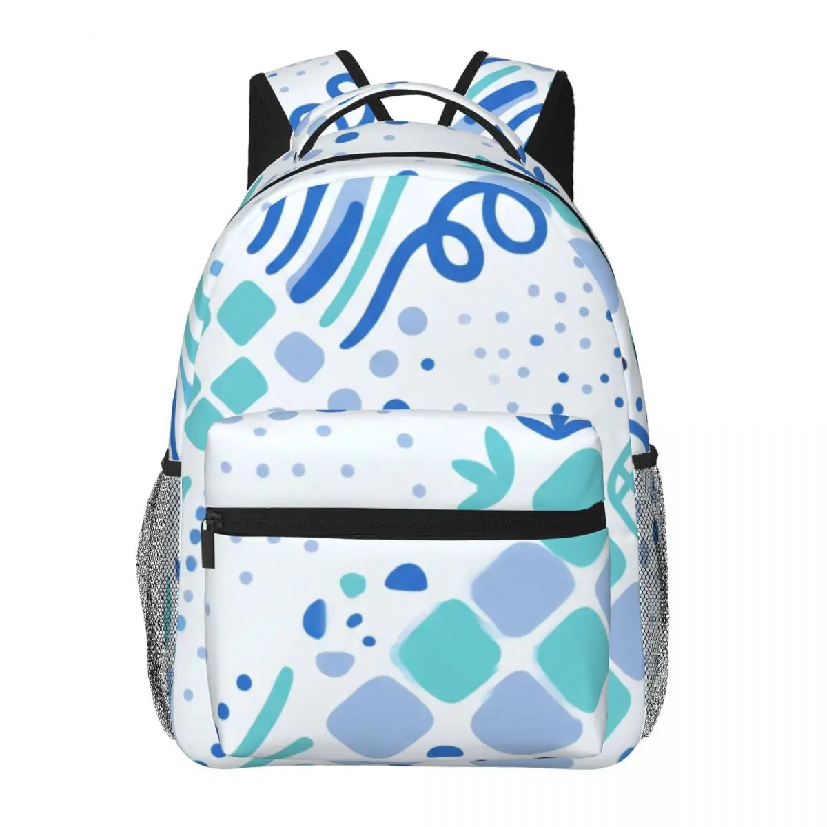 Sky Cloud Print Backpack Diagonal Checker Dot Trail Stripe Street Graphic Blue White Lightweight Daypack for School Outdoor Men