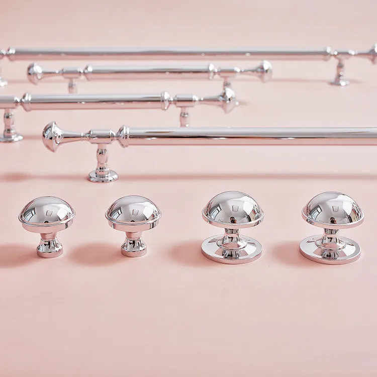 

Modern Shiny Silver Cabinet Door Knobs and Handles Furniture Solid Brass Cupboard Wardrobe Drawer Pull Antique T Bar Handles