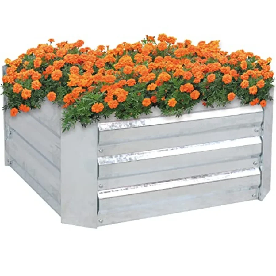 

Sunnydaze 11.75" H Raised Metal Garden Bed - Galvanized Raised Garden Bed Outdoor for Vegetables and Flowers - Silver - Square