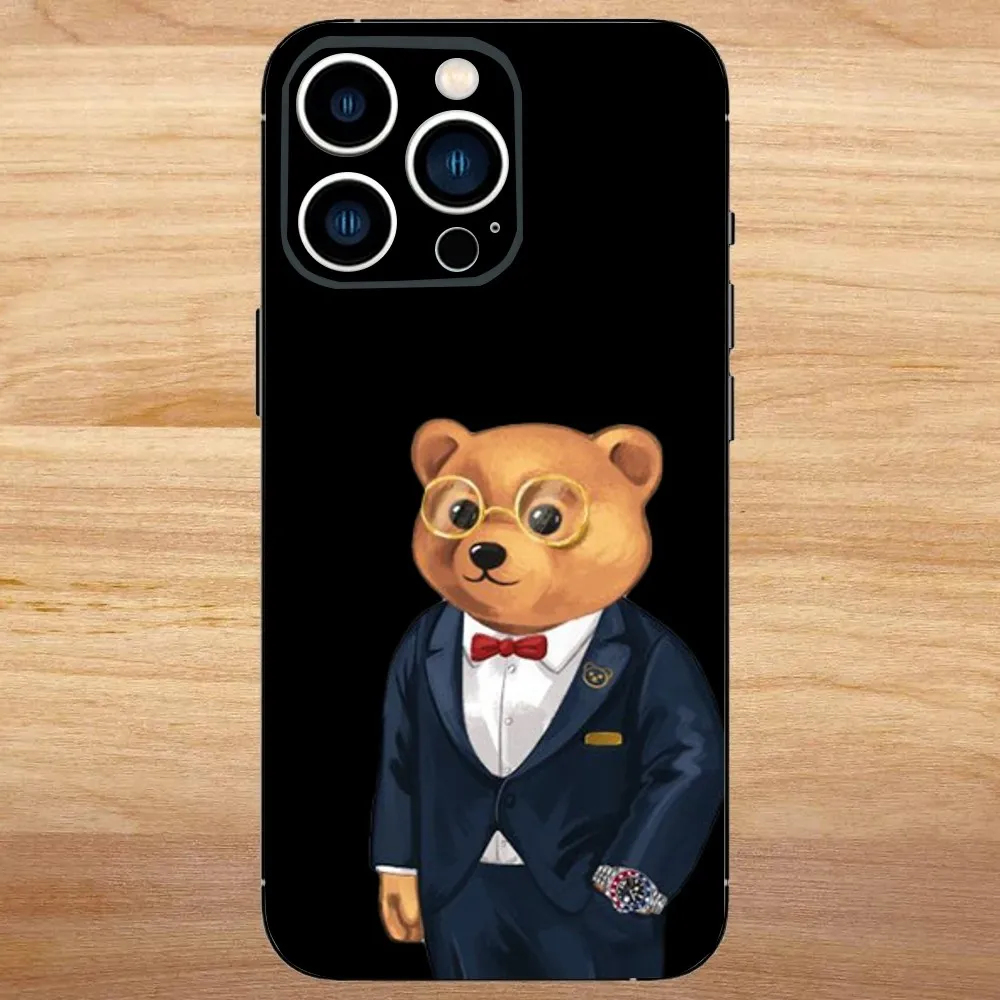 حافظة هاتف Baron F-Filou B-Bear لهاتف iPhone 16,15,14,13,12,11,Mini,Pro,SE,MAX غطاء أبيض غير لامع مقاوم للصدمات