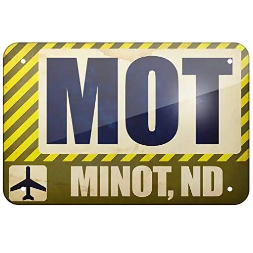 Jacksoney Tin Sign New Aluminum Airportcode MOT Minot ND Aluminum Metal Sign