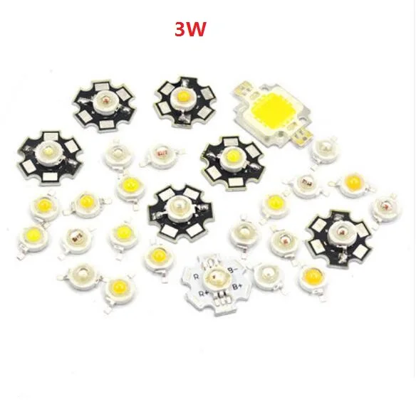 10pcs 3W  LED White Red Green Yellow Blue Purple 3.4-3.6v  High Power Led  Beads High Brightness + 10PCS Aluminum radiator-fan