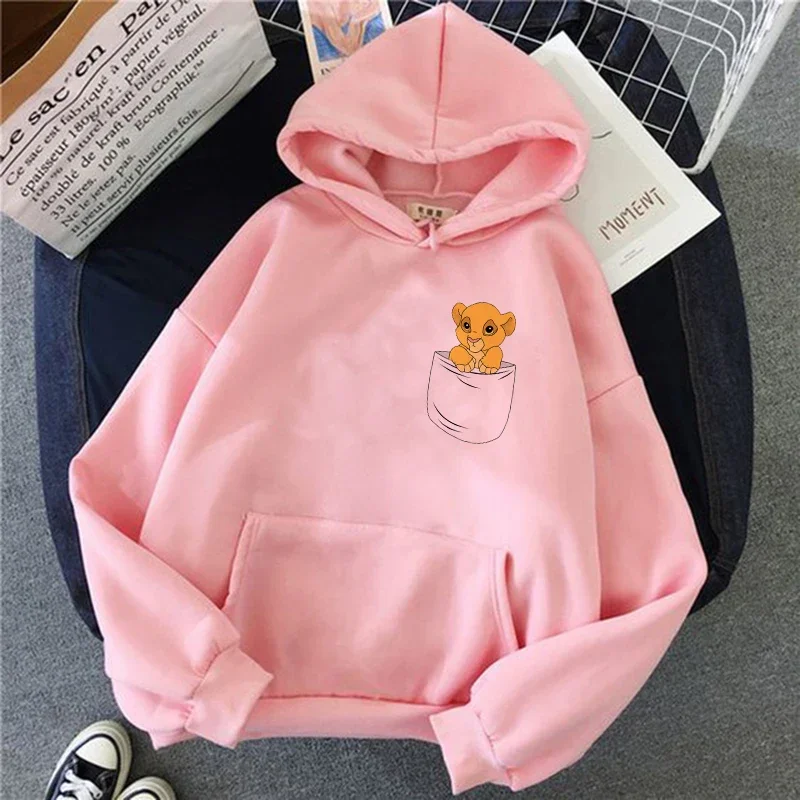 Disney-Hoodie do Rei Leão para mulheres, moletom manga, streetwear kawaii, roupas Hakuna Matata