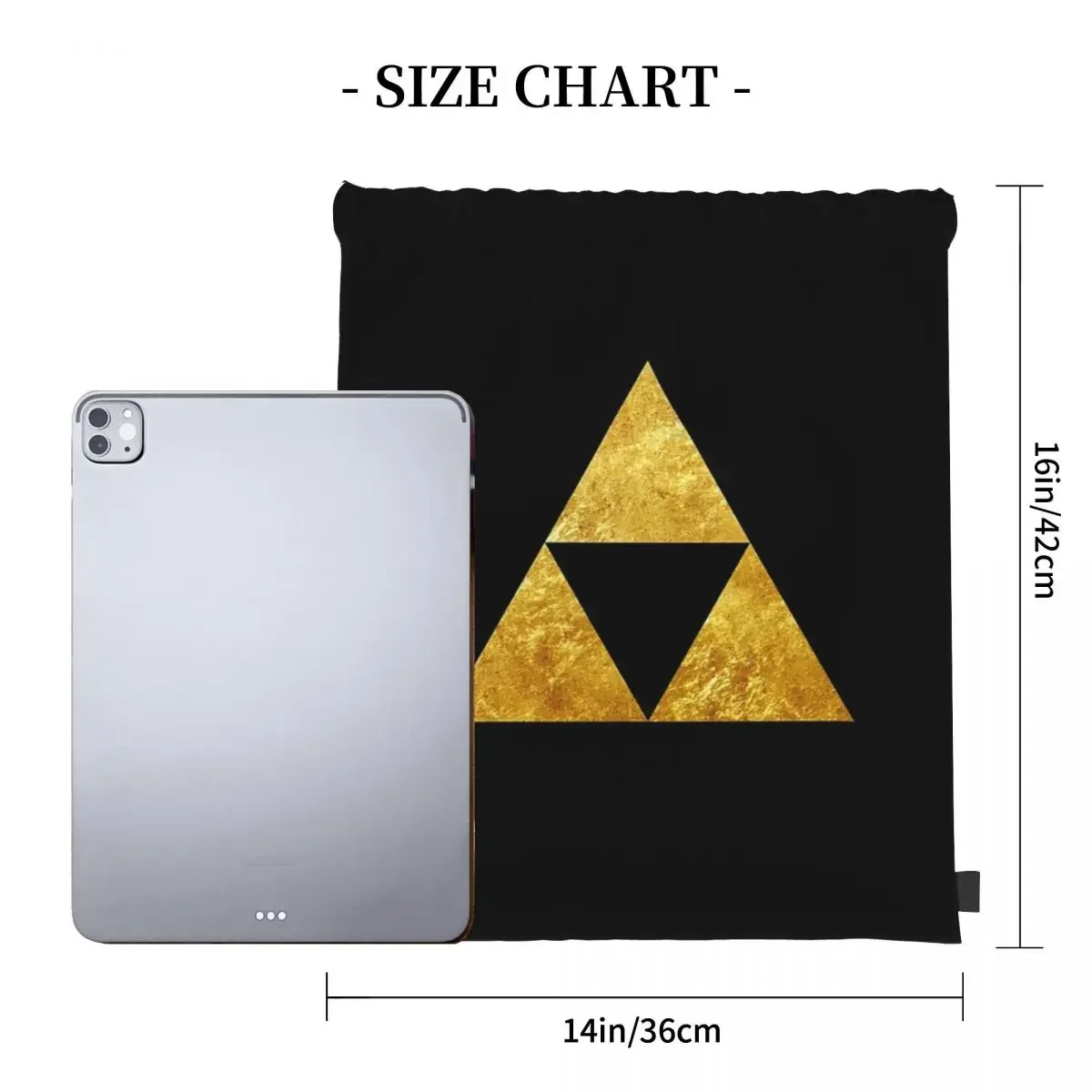 Gold Triforce Symbol Zelda Backpacks Portable Drawstring Bags Drawstring Bundle Pocket Shoes Bag BookBag For Travel Students