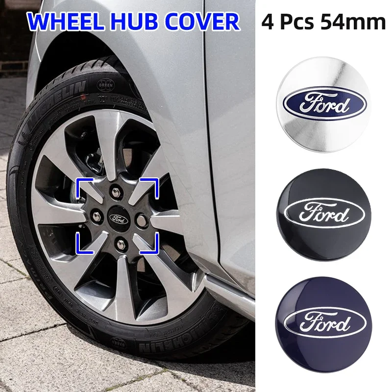 4Pcs 54MM Wheel Center Cap Logo Hub Cover Badge Emblem For Ford S MAX Ranger Focus Fiesta Mondeo Kuga Mustang Escort Ecosport