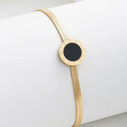 Fashion Round Black Bracelet For Women Simple Design Geometric Round Link Chain Bracelets Female Trendy Jewelry Gift