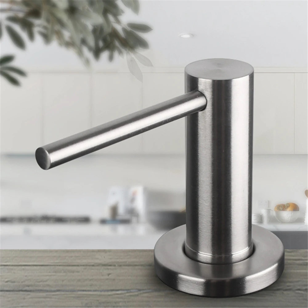

Stainless Steel Kitchen Sink Soap Dispenser, Built-in Liquid Soap Dispenser Pump with 350ml Bottle,100cm Hose,Black/Brushed
