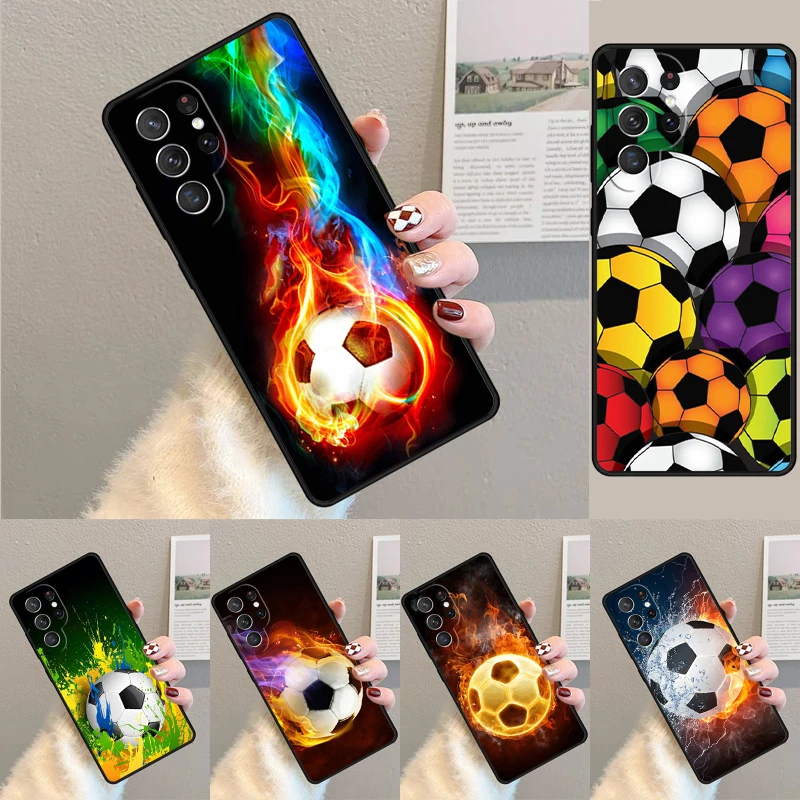 Fire Football Ball Soccer Phone Case for Samsung Galaxy note 10 pro S26 Ultra S23 S24 FE S25 S21 S22 PLUS shockproof Cove