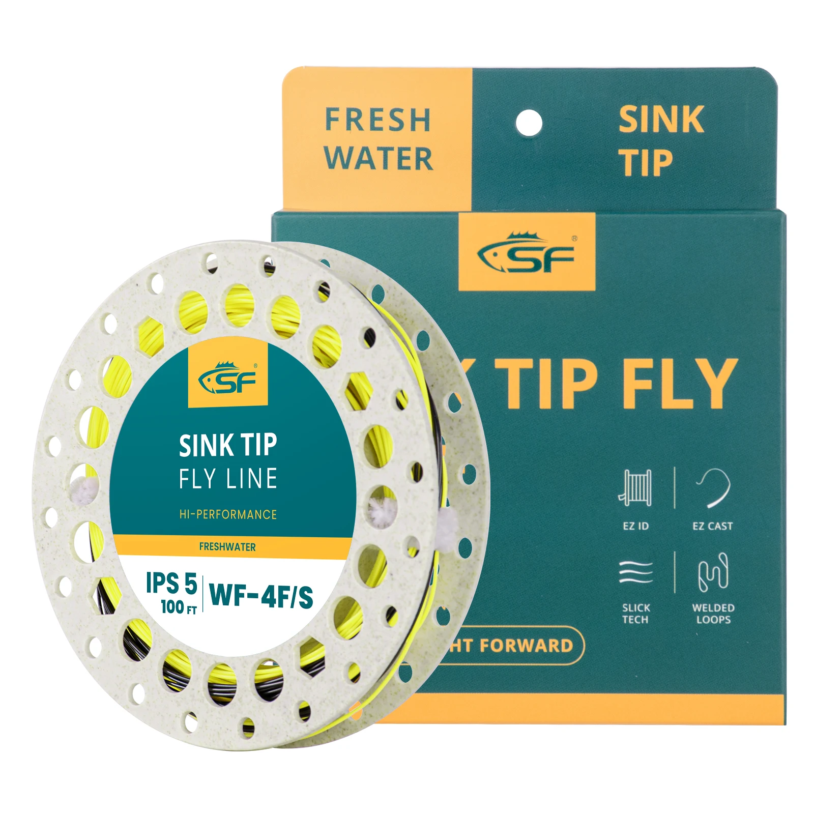 SF 100FT Sinking Tip Fly Fishing Line Hi-Viz IPS5 Fly Line Weight Forward Taper Floating WF 3 4 5 6 7 8 9 WT