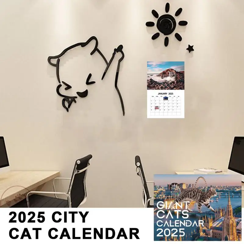 2025 Cat Calendar British City 12 Month Family Calendar Giant Cats Planner Monthly Calendar With Creative Illustrations