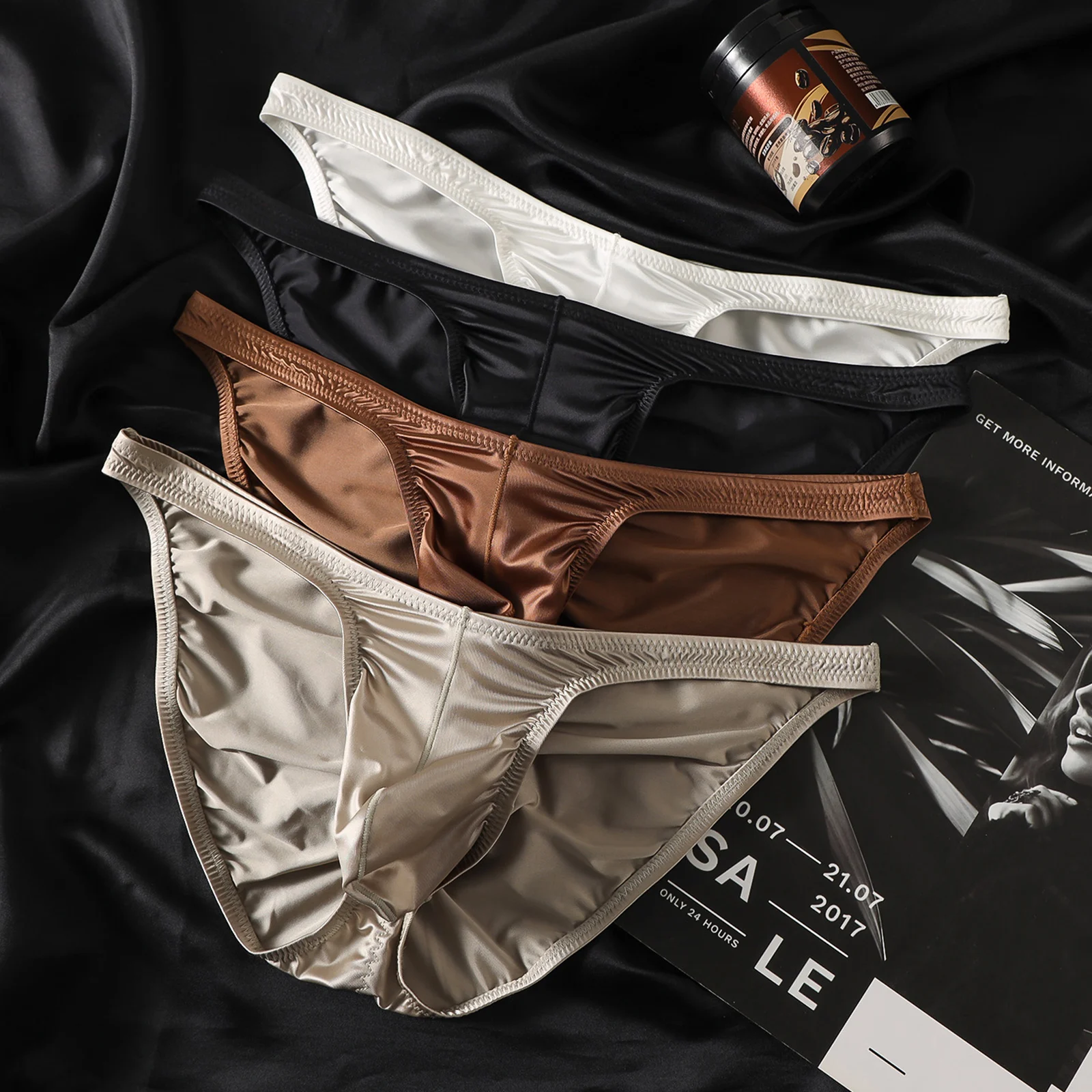 Men's Low Rise Gym Briefs Smooth Satin Sport Training Underwear Bodybuilding Ultra Thin Quick Dry Fitness Workout Butt-lifting image 6