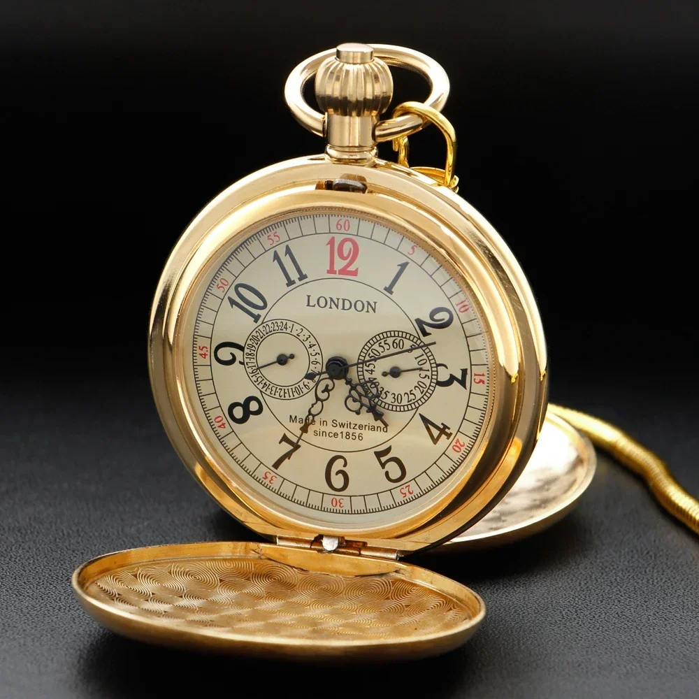 

Gold Copper Steam Manual Mechanical Men's Pocket Watch Gift Antique Steampunk Fpb Chain Pendant Timepiece