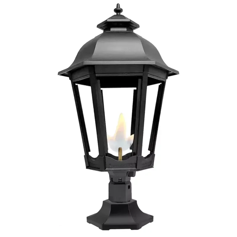 Modern American Matte Black Lamp clear Glass Post Mount Pillar Light Mount for Villa Home Entryway Garden Patio Exterior