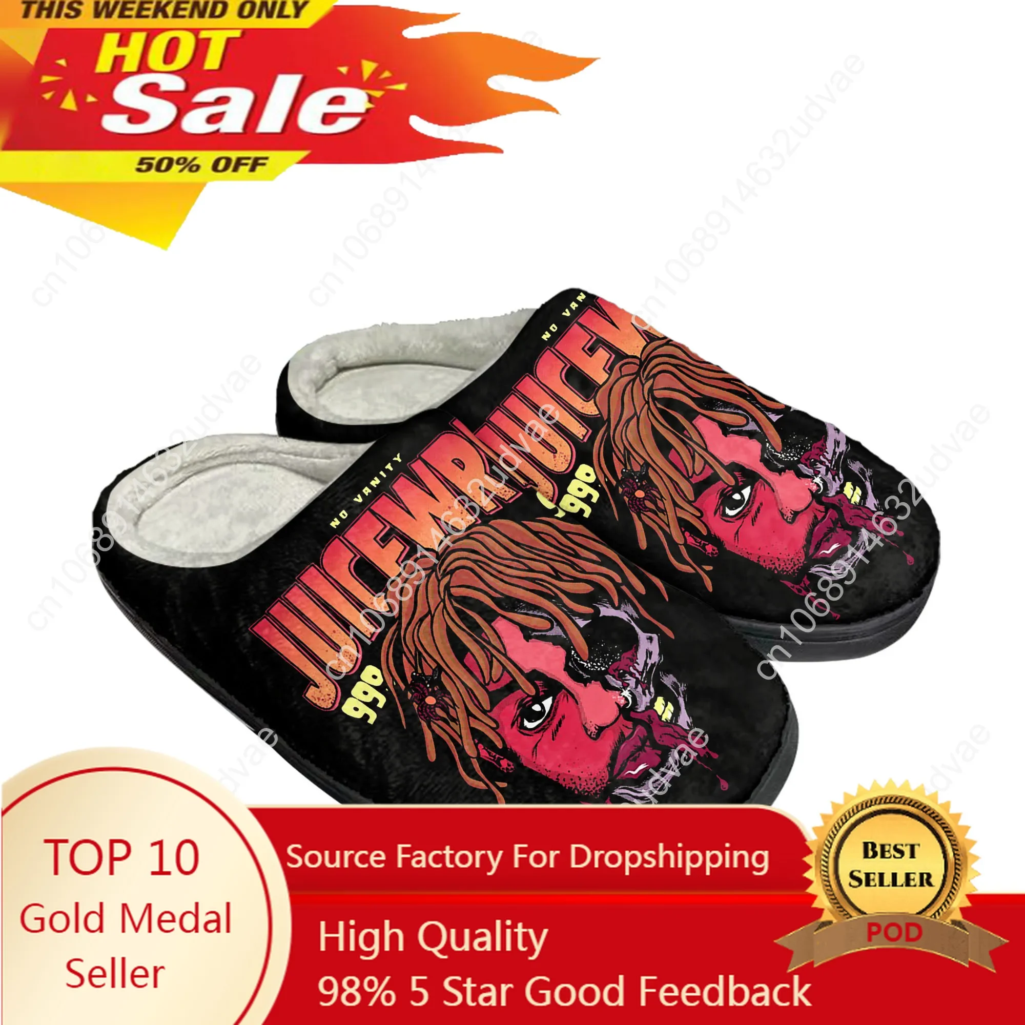 

Juice Wrld 999 Hip Hop Rapper Home Cotton Custom Slippers Mens Women Sandals Plush Casual Keep Warm Shoes Couple Thermal Slipper