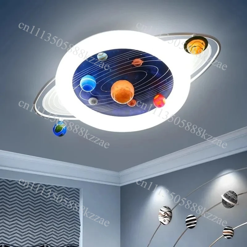 40W LED Children's Ceiling Lamp Modern Simple Planetary Trajectory Design for Boys' Bedroom Girl's Princess Room Lighting