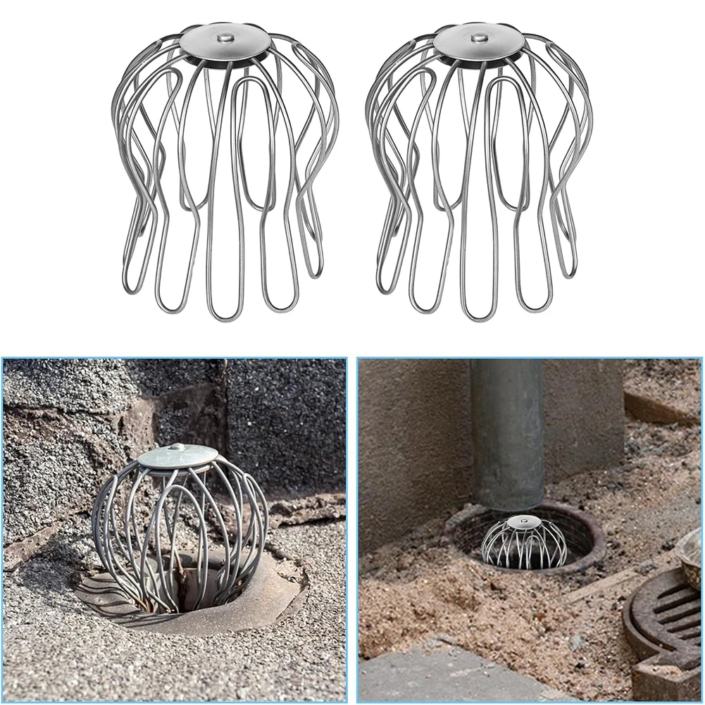 Silver Downpipe Sieve Zinc Iron Wire Gutter Catcher Adjustable Fit Adjustable Gutter Effective Blockage Reduction