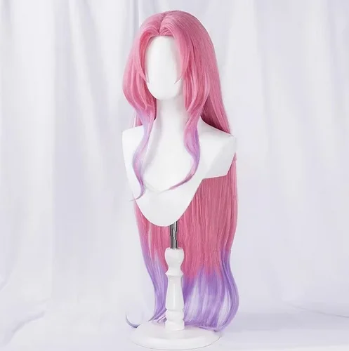 Crystal Rose Seraphine Cosplay Wigs 85cm Pink Gradient Purple Synthetic Hair